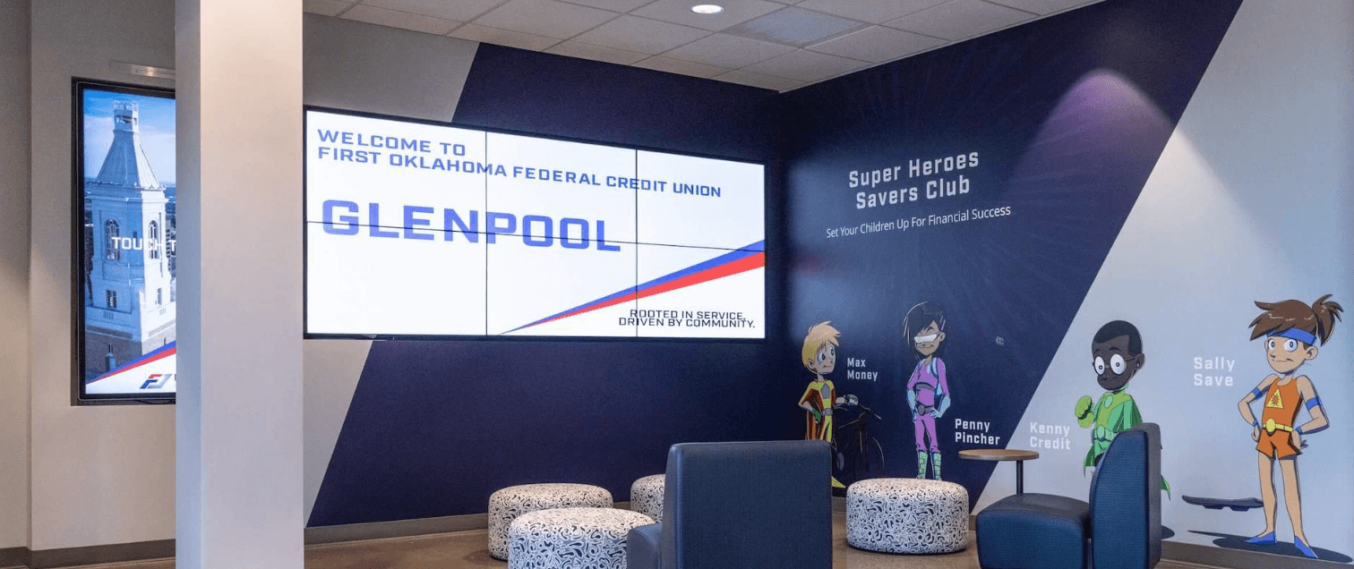 First Oklahoma Federal Credit Union features modern bank branding.