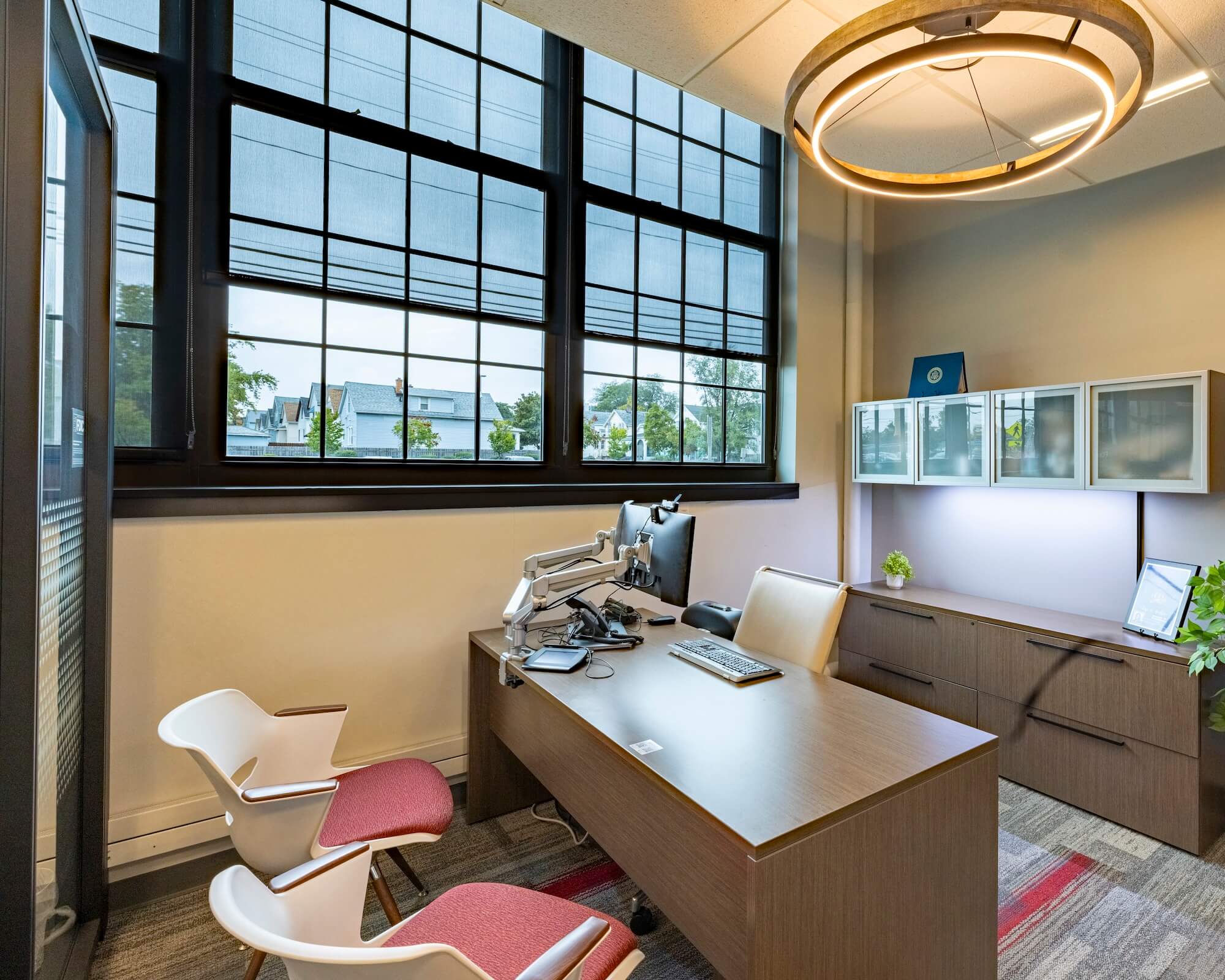 small bank office glass windows