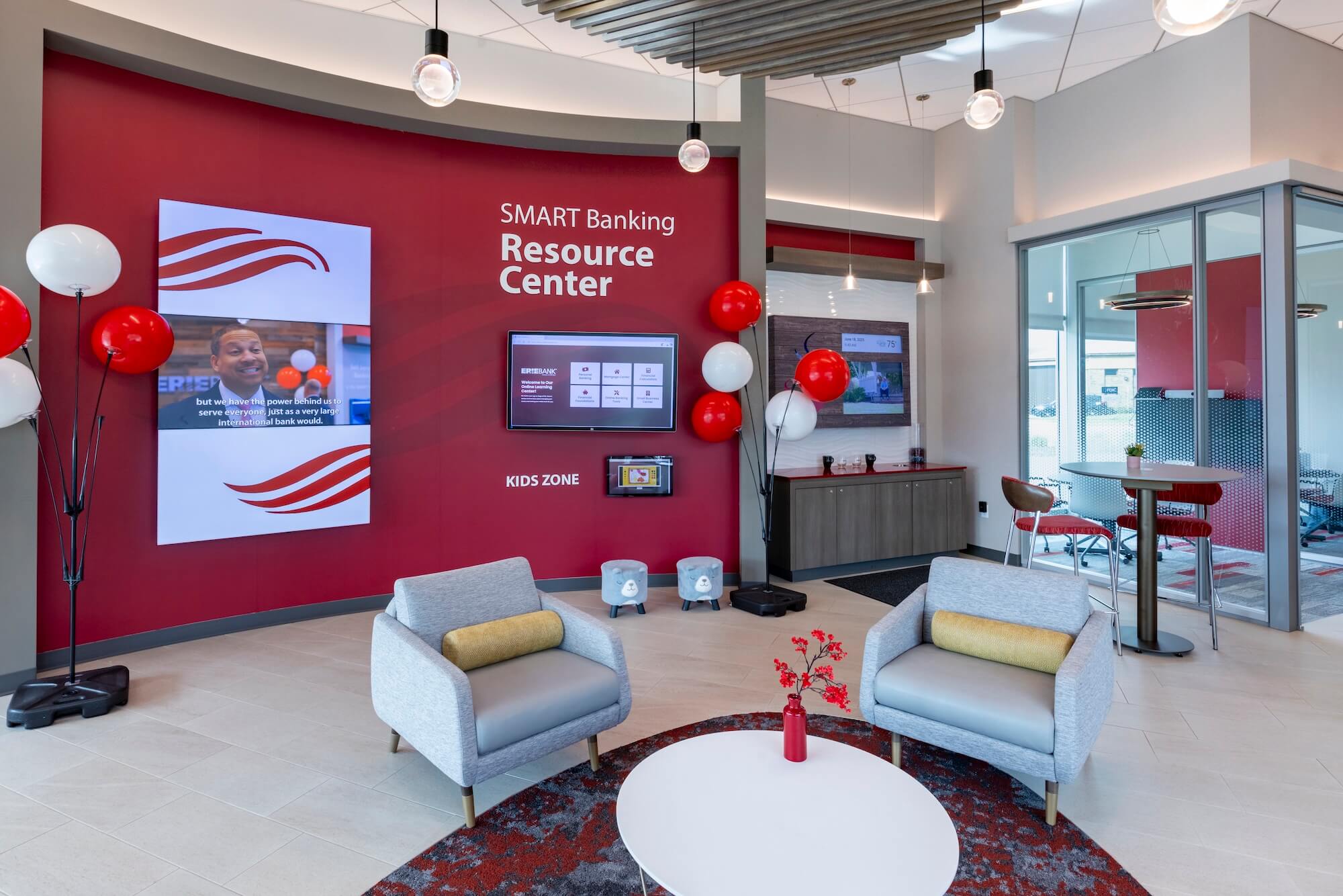 ERIEBANK Woodmere - bank lobby digital signs