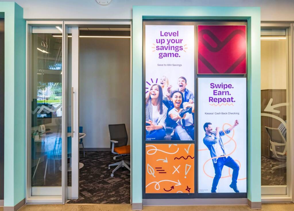 fabric graphic display banks credit unions