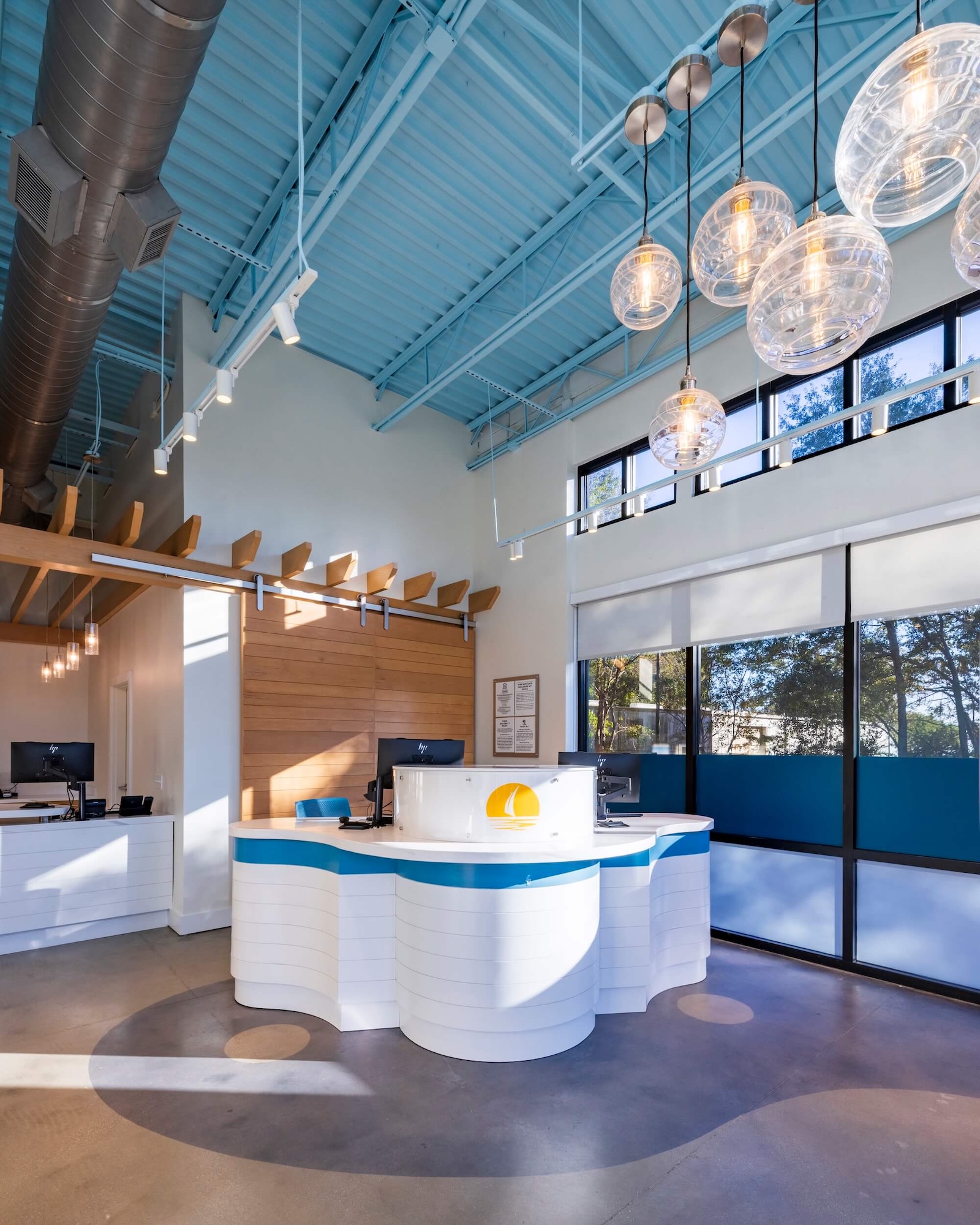 small branch with teller pods